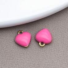 10pcs 8x9mm Cute Tiny Enamel Stainless Steel Heart Charms Mini Love Pendants For DIY Bracelet Necklace Earrings Jewelry Making Crafts Accessories