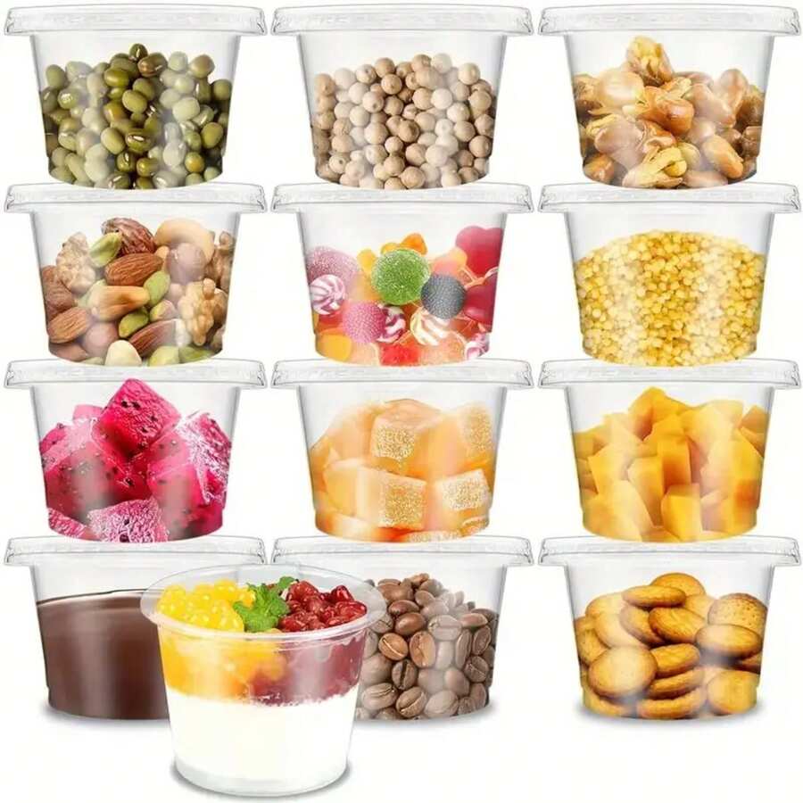 50pcs Vasos de Plástico Desechables de 5.5oz con Tapas Perfectos para Helados Bebidas Sopas Snacks Postres yás! - 50 unidades de 156 g (5,5 oz) - Ver 1