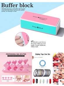 22 件美甲套装：UV 凝胶美甲灯、指甲锉、美甲笔、点画笔、指甲装饰、手指分离器、角质层推刀、角质层钳、指甲金/银线、指甲刷 - 彩色 - 查看 11
