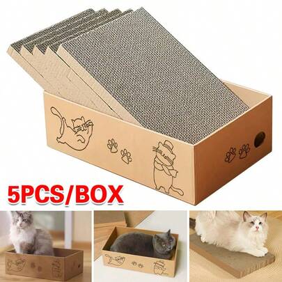 5PCS/BOX Cat Scratcher Pad Scratching Cardboard For Indoor Play And Claw Kitten