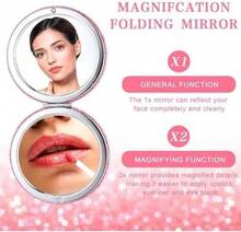 Gold Compact Mirror For Purse,Magnifying Travel Mirror With Glitter,Double-Sided Small Pocket Mirror,Portable 2 X 1x Magnification Folding Makeup Mirror,Cosmetic Mirror For Gift - Gold - View 2