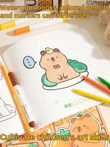 1pc/2pcs Creative Capybara Sketch Books, Random Colors & Styles, Student Line Drawing Practice Album, Cute Doodle Coloring Books, Children Memo Pad Coloring Books, Featuring Adorable Animal Characters