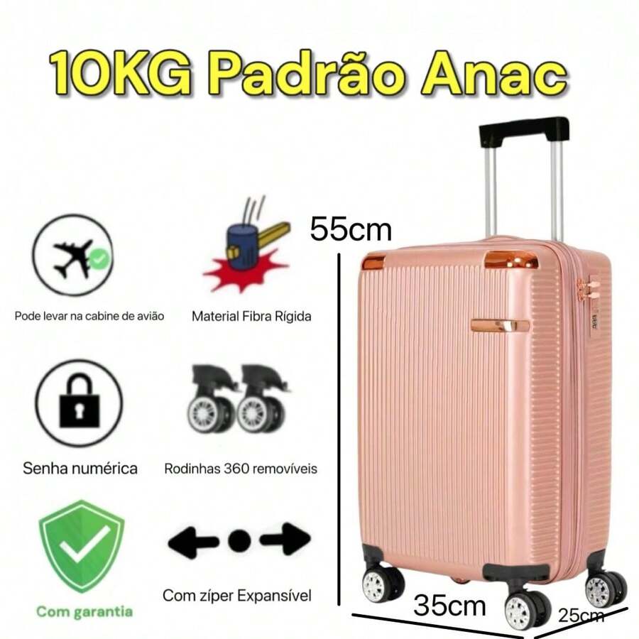 Anac Standard Travel Suitcase 10KG 55x35x25cm Boarding Bag With Expandable Zipper Removable Wheels Hand Luggage Can Take In The Airplane Cabin - Hồng - Xem 1