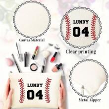 1pc Personalized Baseball-Themed Cosmetic Bag With Custom Name And Number, Ladies' Travel Toiletries Bag, Ladies' Cosmetic Bag, Fashionable And Convenient Cosmetic Bag, Student Stationery Box, Suitable For Daily Commuting, School, And Festival Gifting