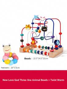 Juguete de madera de Maze con cuentas para bebés de 1-3 años - Actividad motora fina Montessori, pista de ábaco de frutas y juego de cognición de colores, regalo de aprendizaje temprano para niños pequeños