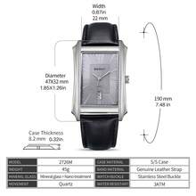 BERNY Men's Genuine Leather Strap Business Dress Watch-Minimalist Easy-To-Read Dial,Columnar Hour Markers,Vintage Trapezoidal Case,Date Window,30M Water-Resistant Quartz Watch For Office & Formal Events - 銀色 - 查看 7