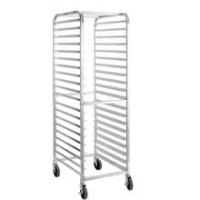 Rack Espiguero Panadero Carrito 20 Charolas Con Ruedas Rejilla para bandejas de panecillos para bandejas completas y medias bandejas, cocina, restaurante, pizzería, hogar y hotel - Plateado - Ver 1