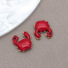 10pcs 10x10mm Cute Enamel Stainless Steel Crab Charms Mini Cute Marine Life Animal Pendants For DIY Ocean Bracelet Necklace Earrings Jewelry Making Crafts Accessories