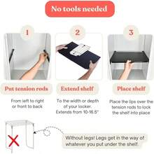 Tension Rod Shelving Expandable Closet Tension Shelf Storage Rack - No Drill Cabinet Tension Rod Shelf Closet No-Slip |   Shelves Cabinet (NO Screw Installation) - 小號(10'' - 16.5'') - 查看 7
