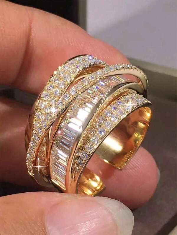 1 pieza Hermoso anillo de circonita cúbica para mujeres para boda, compromiso, fiesta, joyería, Día de San Valentín, Mamá, Madre, Día de la Madre, regalo