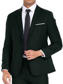 Men's Suits Jacket Two Button Elegant Solid Slim Fit Single Breasted Party Blazer Jacket Formal Business Wedding Porm Dark Green Size XS-3XL - Dark Green - View 5