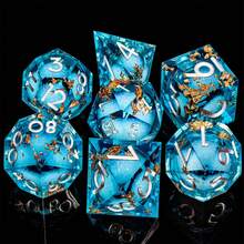 7-Piece D&D Dice Set, Liquid Core Dice, Handcrafted Sharp Edged Resin Dice, Suitable For Role Playing Games - Multicolor - View 4