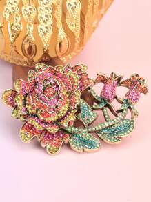 Broche de flor de peônia grande e retrô exagerado, broche de flor resistente, alfinetes de flor