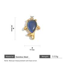 1 Pc 304 Stainless Steel 18k Gold-Plated Pendant With Natural Stone Fish, Moon, Crab, Turtle And Bird, Women's Stainless Steel Jewellery Accessories DIY Pendant
