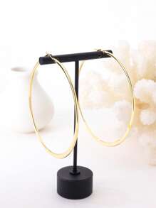 1 pereche de cercei rotunzi supradimensionați pentru femei, stil european și american, aplatizați, clasici, eleganți și versatile, accesoriu fotogenic