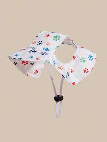 1pc Cute Polyester Wind-Resistant Sun Hat, Ear-Exposed Design, Anti-Shedding, Adjustable Sun Protection, Suitable For Small Pet Dogs To Wear Outdoors All Year Round - Multicolor - View 13