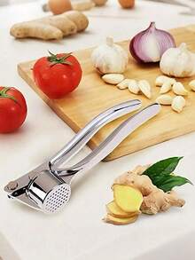 1pc Stainless Steel Garlic/Ginger Press, Manual Garlic Crusher, Kitchen Tool, Anti-Rust Garlic Mincer, Easy To Press And Clean, Fruit & Vegetable Tool, Kitchen Supplies, Household Essential, Creative Restaurant Kitchen Tool, Kitchen Gadget, Seasoning & Spice Tool, Kitchen Accessory - Multicolor - View 3