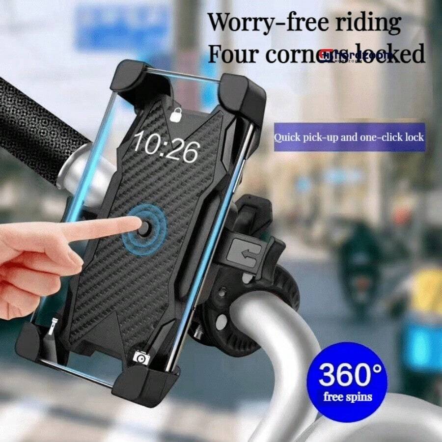Soporte para teléfono de bicicleta, soporte de teléfono de motocicleta, soporte de teléfono para scooter eléctrico, soporte de teléfono para bicicleta compatible con iPhone, teléfonos Android, regalo para cumpleaños, familia, amigos para bicicleta y accesorios de bicicleta eléctrica, accesorios de motocicleta, accesorios de bicicleta