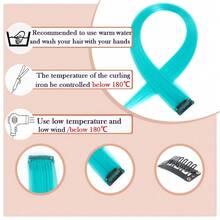 12 Pcs Black+R-Blue Hair Extensions 22 Inch Straight Colored Hair Colorful Clip Hair In Extensions Highlight Party For Kids Girls And Women Gift(Black+R-Blue,56)