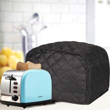 4 Slice Toaster Cover, Polyester Fabric Quilted Four Slice Toaster Appliance Dust-Proof Cover For Kitchen Small Appliance Dust And Fingerprint Protection (Black) - Two Slice - 查看 6