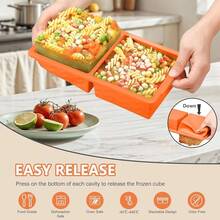 Silicone Freezer Tray With Lid - 2 Cup Soup Freezer Container Molds - Large Cube Tray - Silicone Freezer Food Molds Freezing & Storing Soup, Sauce, Broth, Leftovers (2 Pack) - trái cam - Xem 3