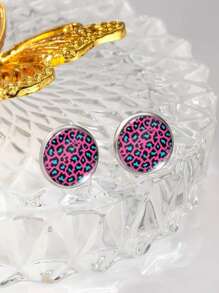 suteyi 1 Pair Of Fashionable Leopard Print Round Earrings For Women, Birthday Gift