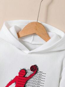 Tween Boy Cartoon Graphic Print Warm Sweatshirt - White - View 4