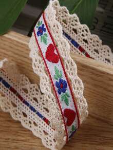 1yard Width Beige Floral Embroidered Lace Trim, DIY Accessories For Apparel, Bows, Headpieces - Multicolor - View 11