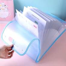 1pc A4 File Bag, Tagged, Folder,13 Pockets, File Manager, Vertical Expansion, Portable, Document Management, 9.61 Inch X 14.76 Inch, Classic Design, Classroom Storage, Organize Storage, Stationery, Office, School Supplies, Back To School.