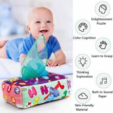 Caja sensorial para bebés, práctica de habilidades motoras finas para infantes, caja de papel de educación temprana inteligente para recién nacidos, jalar y jugar, juguete calmante