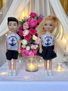 1 peça/2 peças de mini boneca de casal de 14 cm/5,5", acompanha roupas e sapatos de boneca, fantasia de festa para adultos, acessórios para boneca, presente de aniversário, Dia das Mães, presente de Natal, ótimo como lembrancinha de casamento. (Observação: o padrão de algumas roupas pode ser enviado aleatoriamente, mas o estilo é o mesmo.)