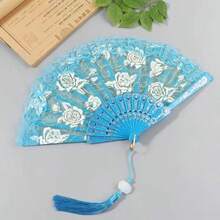 1pc 23cm Chinese Style 7-Inch Linen Folding Fan, Bone & Bamboo Material, Dragon Design, Random Hole Size, Gift/Display/Dance Fan - Folding Fan 1 - View 20