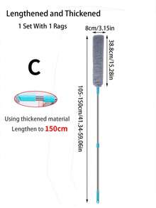 1 Piece Fiber Dust Brush Includes Three Cloths For Cleaning Narrow Crevices Such As Under The Bed, Under The Sofa, And On The Top Of The Wardrobe. - Multicolor - View 5