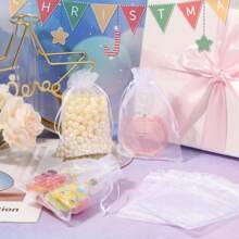 Gift Packaging Bags With Drawstring Closure, High Quality Transparent Party Gift Packaging Bags, Organza Candy Bags, Jewelry Pouches, Wedding Decor Bags, Makeup Bags, Candles, Soap Packaging Bags, Protective Bags To Prevent Bird And Animal Damage, Suitable For Christmas, Weddings, Parties, And Various Holiday Packaging Supplies