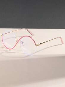 Neue Mode Damen einzigartiges Design PC (Polycarbonat) Halbrand Flachlinsen Brillen, asymmetrischer Stil, perfekt für Fotos