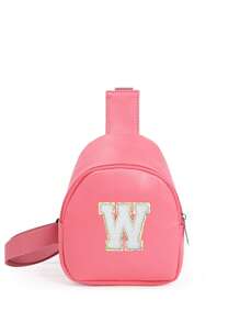 1 pieza Bolso cruzado de hombro con estampado de letras para niñas, bolso de pecho y cintura lindo adecuado para uso diario, exterior, viaje, senderismo, portátil, opción de regalo ideal