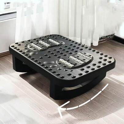 Ergonomic Foot Rest Mat For Office Desk - Durable Plastic With 8 Ventilation Holes, Under Desk Foot Support & Posture Corrector, White/Black, Simple Design | Sturdy Construction, Under Desk Foot Rest