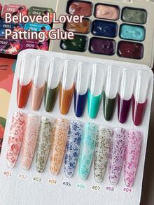 9 Colors Patting Glue Smudge Canned High Saturation Popular Semi-Solid Nail Polish Glue Nail Salon Special For Summer - 彩色 - 查看 10