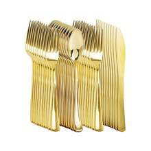 10/25/50/75/150 件镀金餐具套装，甜点蛋糕沙拉叉勺，意大利面叉，晚餐刀，甜点勺，派对餐具，适用于生日派对，婚礼，新娘送礼会，乔迁派对