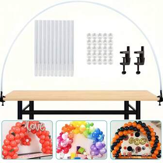 1 set verstelbare ballonnenboogstandaardset, gloednieuwe herbruikbare tafelballonnenboogset met voet, zeer sterke, heldere acrylstaven voor buitenfeesten, bruiloften en verjaardagsfeestdecoratie.