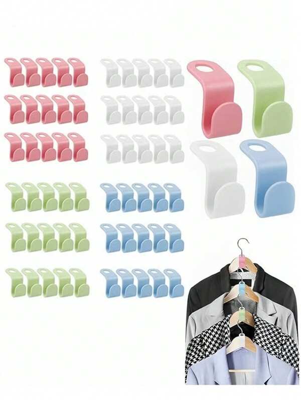 100 Stück Kleiderbügel-Verbindungshaken, kaskadenförmige Bügelhaken-Verlängerungen, Verbindungshaken für platzsparende Outfit-Bügel oder Kleiderschrank, farbig