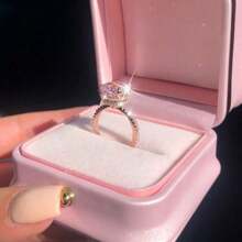 1 pieza Anillo de moda para mujer, estilo dulce y elegante, anillo de aleación con circonita incrustada, adecuado para el Día de San Valentín, vacaciones, ir al trabajo, citas, fiestas, bodas, compromisos, como regalo para esposa, novia, madre, aniversario, Año Nuevo, apto para todas las estaciones