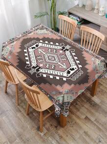 1 pieza Mantel de estilo bohemio con estampado, mantel rectangular o redondo de poliéster impermeable con impresión digital, adecuado para la sala de estar, mesa de comedor al aire libre, mesa redonda pequeña