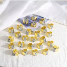 Chunky CZ Crystal 26 Letter Rings For Women Gold Silver Color Wide Rings Initial Jewelry Party Gifts