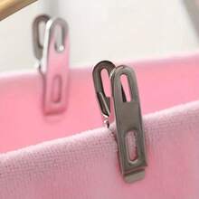 [库存] 10/20/60/100个不锈钢衣夹 - 重型防滑防风金属夹，适用于洗衣、内衣、袜子 - 耐用防锈，室内/室外使用，抓握衣夹，洗衣用品 | 现代服装，衣夹