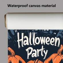 1 Piece,Cartoon Style, Pumpkin And Bat Dancing, "Halloween Party", Modern Frameless Art Decoration Painting, Printed Posters Mural, Waterproof Canvas,Suitable For Home, Office, Bedroom, Living Room, Study, Bathroom, Bar, Wall Arts And Home Decoration, Is An Ideal Holiday Gift Halloween Decor Fall Decor Room Decor