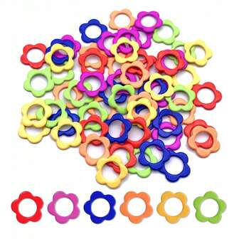 10-100pcs Flower Shaped Metal Stitch Markers - Colorful Flower Shaped Knitting Stitch Markers For DIY Craft Projects, Crochet, Pins, Sewing Supplies, Knitting Accessories, DIY Craft Materials