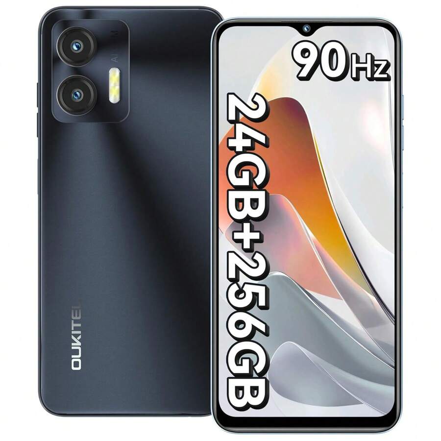 OUKITEL OUKITEL C36 Smartphone Without Contract 24GB+256GB/1TB,Android 14 4G Mobile Phone Cheap Octa Core,6.56 Inch 90Hz Display,5150mAh Battery,13MP Panorama Camera,Dual SIM Simlockfree Mobile Phones,Fingerprint