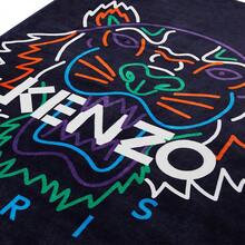 Kenzo Kleine Decke KRT-015S Modisches Muster Glatt und hautfreundlich Reichhaltiger Druck Sonnenwarmer Samt Sofortiges Modebewusstsein Bunte Tigerkopfdecke Blau