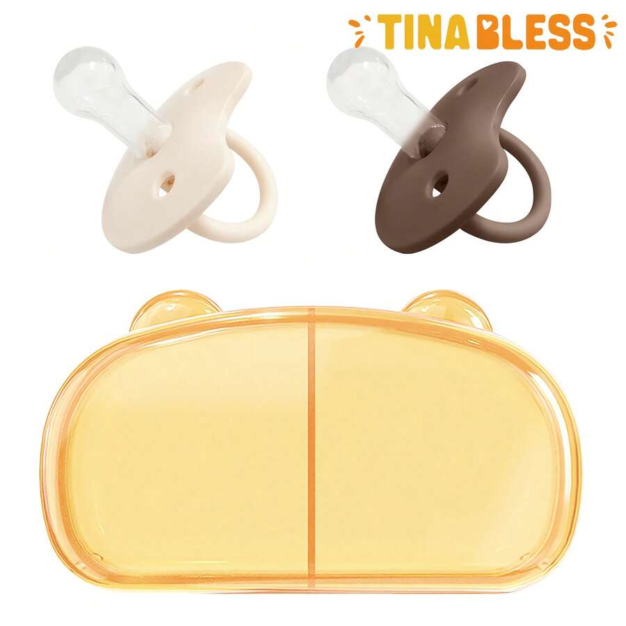 Tinabless 1 Pacifier Case, Holds 2 Pacifiers, Travel Pacifier Case, Pacifier Not Included, Clear Brown - transparent brown - View 1